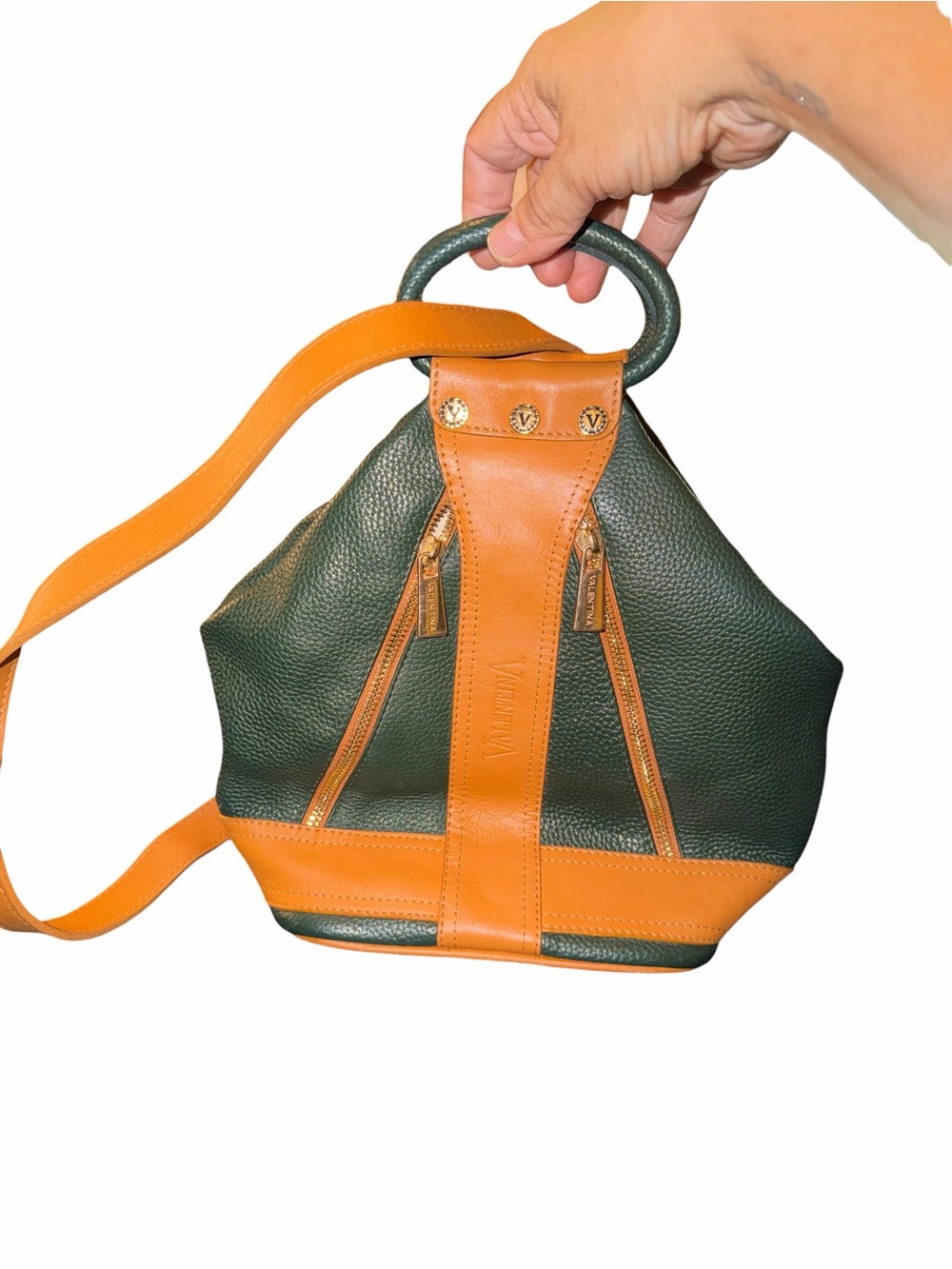 Valentina Italian Pebbled Leather Convertible Sling Backpack
